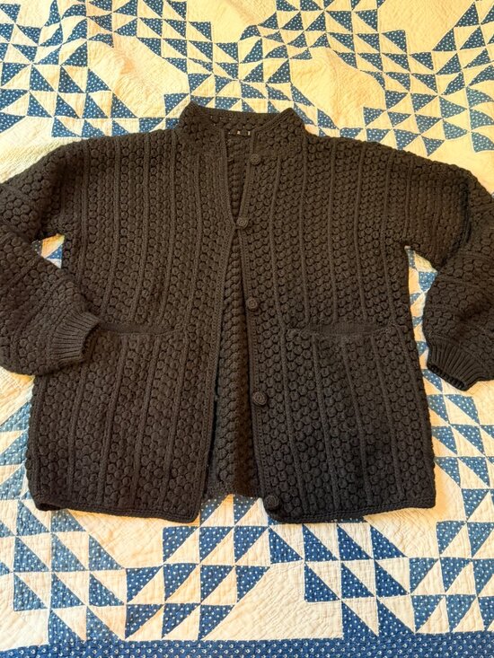 Misha And Puff Sweaters - DYED Misha and Puff Retrospective Crochet Jacket in Black S/M